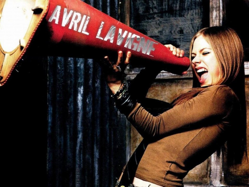 Avril Lavigne Punk Style Portrait With Red Megaphone