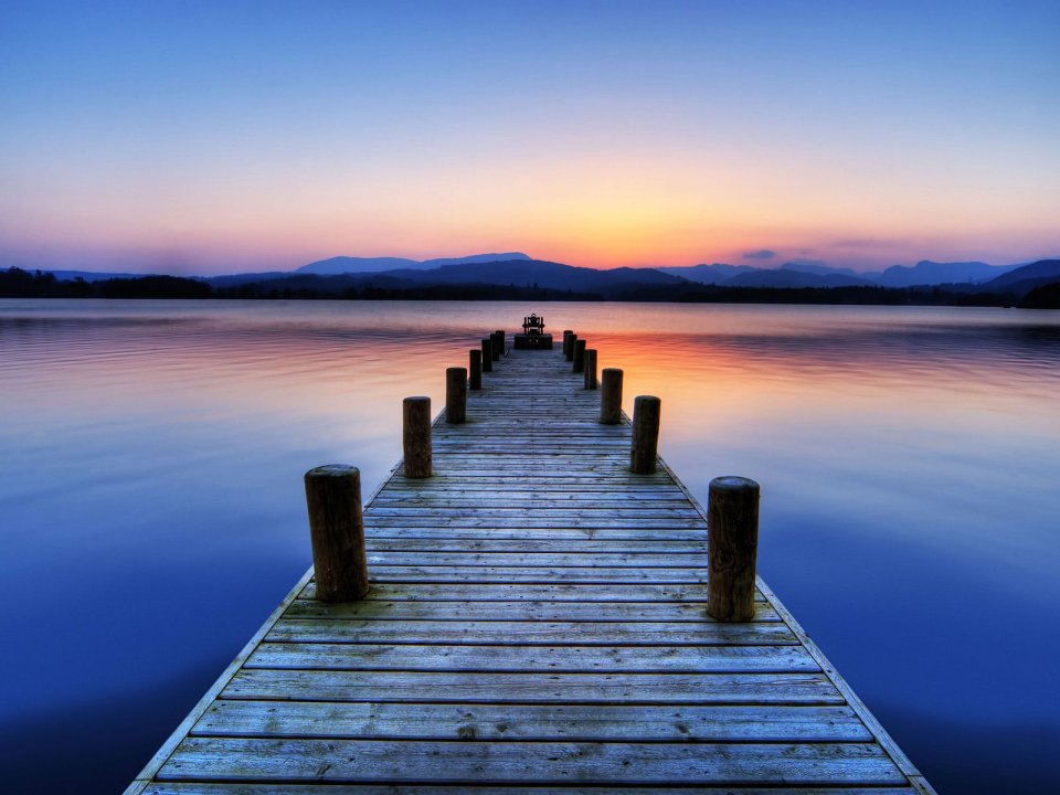 Boat Jetty Windermere Lake District Sunset