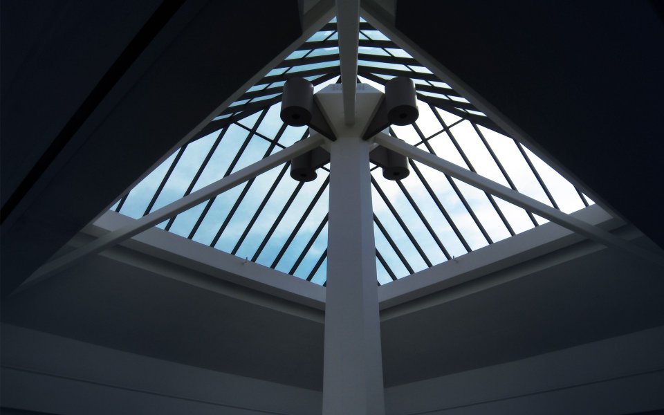 Modern Pyramid Glass Skylight Low Angle Architecture Photo