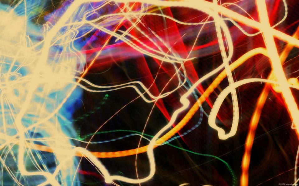 Abstract Long Exposure Light Painting Colorful Flowing Light Trails