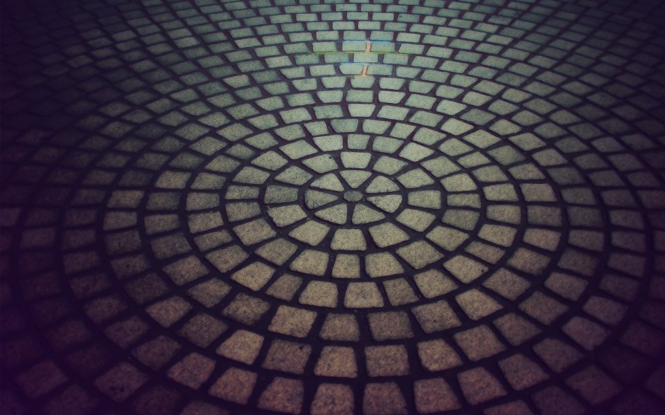 Circular Geometric Cobblestone Pavement