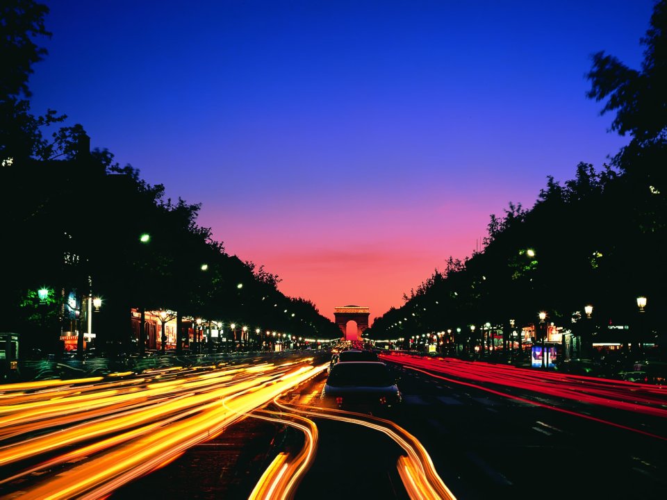 Arc De Triomphe Champs Elysees Night View