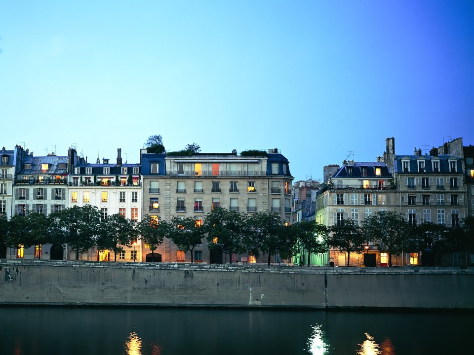Paris Seine River Haussmann Architecture Night View
