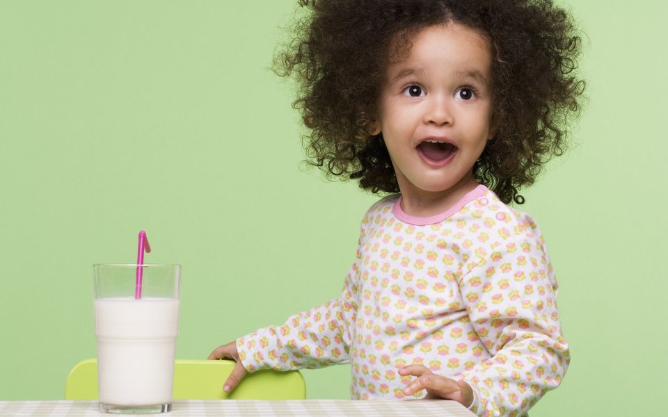 Cute Curly Haired Little Girl With Glass Of Milk Child Photography