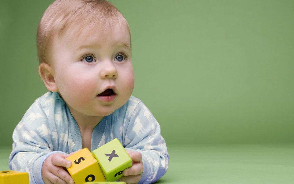 Cute Baby Holding Alphabet Blocks Children Photography
