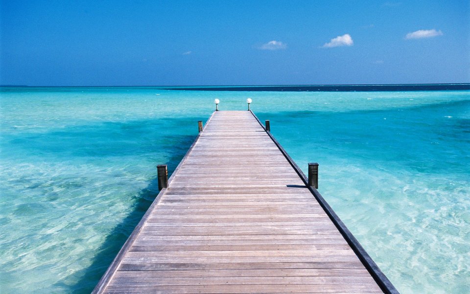 Wooden Pier Maldives Scenery