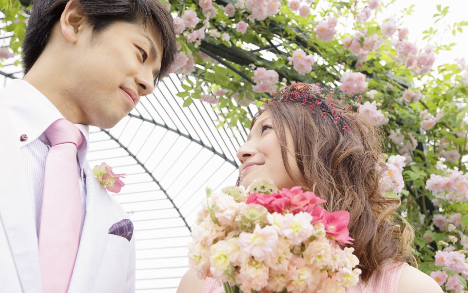 Romantic Garden Wedding Photography Newlywed Couple