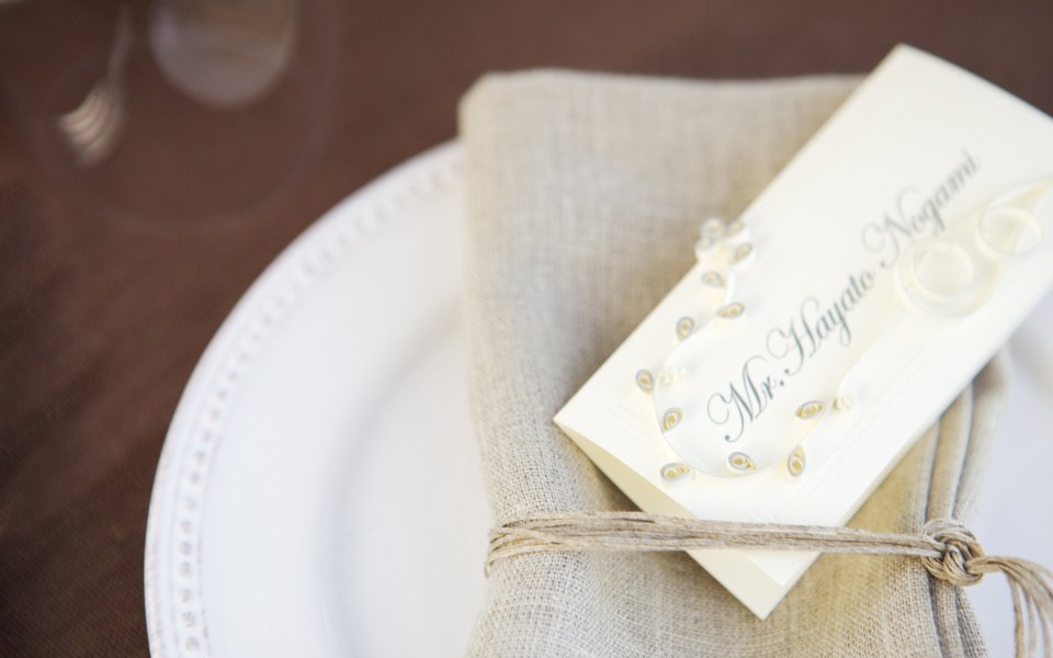 Garden Wedding Exquisite Place Card Table Setup Closeup