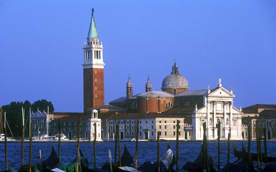 Gondolas San Giorgio Island Venice Italy Landscape