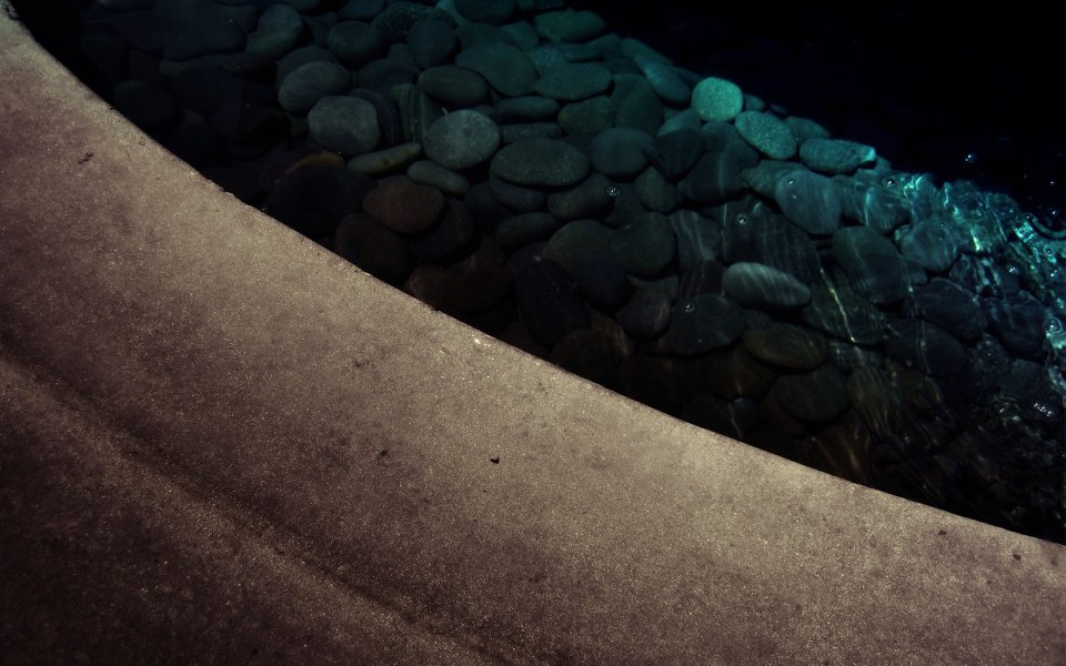 Dark Toned Quiet Pool Underwater Pebbles Scenery