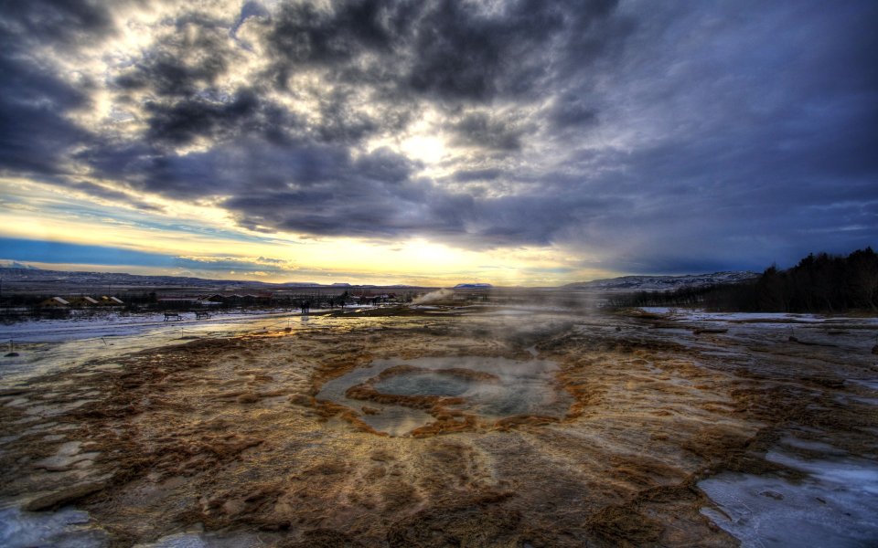 Hdr Iceland Quiet Geyser Landscape Photography
