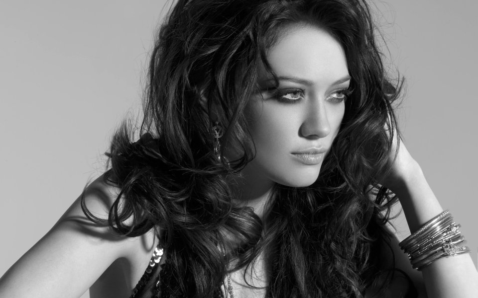 Hilary Duff HD Black And White Fashion Portrait Photo