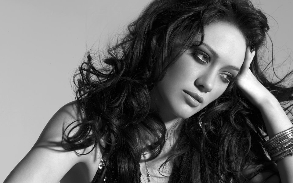 Hilary Duff Black And White Fashion Portrait HD Photo