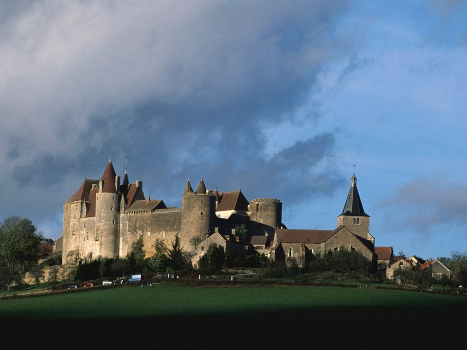 French Hilltop Medieval Castle Countryside Scenery