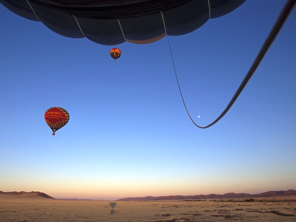 Hot Air Balloons Take Off At Sunrise Namib Desert Namibia