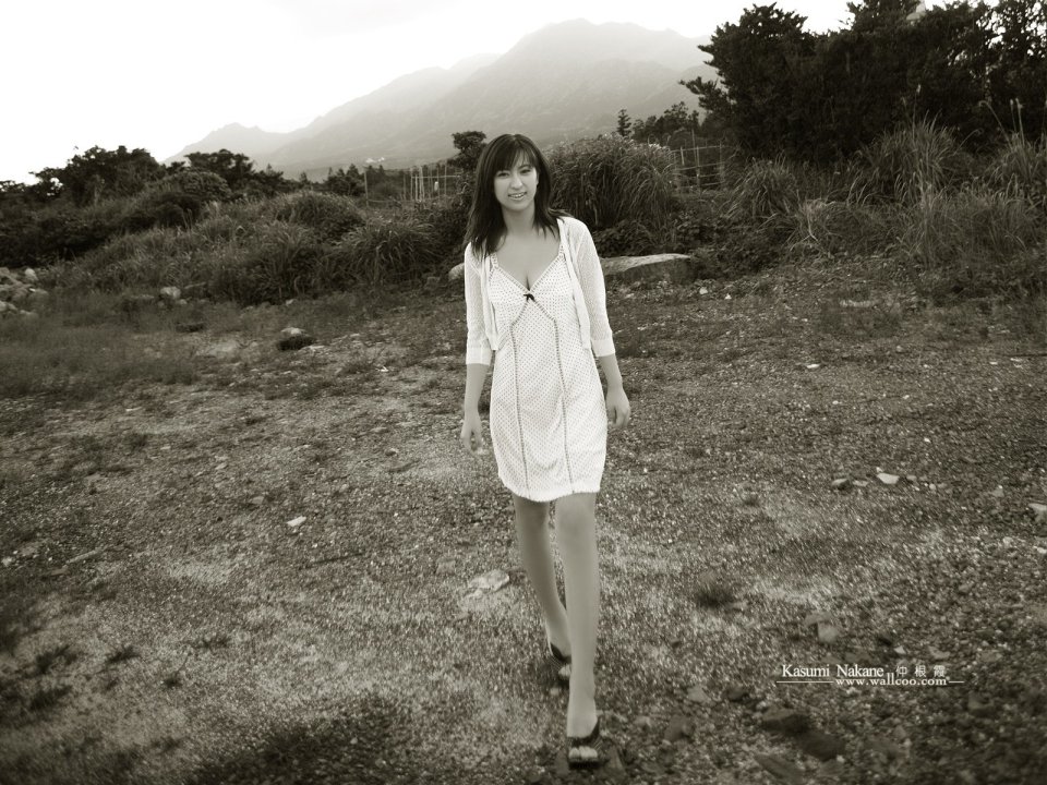 Kasumi Nakane Outdoor Rural Black And White Portrait Photo