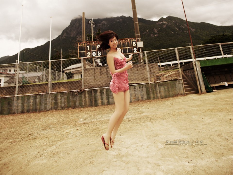 Kasumi Nakane Jumping Portrait At Rural Sports Ground