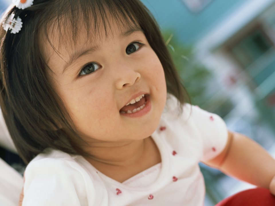 Cute Little Asian Girl Outdoor Innocent Smile Portrait
