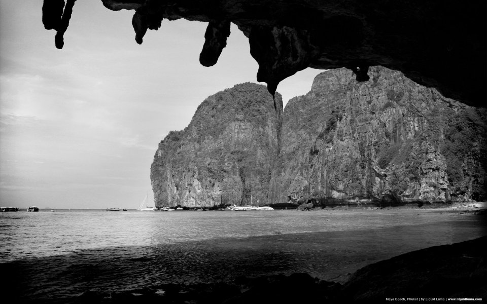 Maya Bay Phuket Black And White Landscape