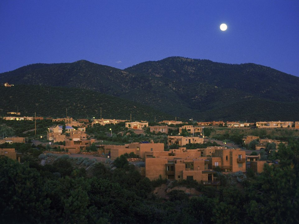 Moonrise Over Santa Fe New Mexico Night Landscape