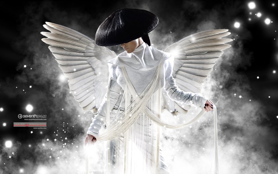 Oriental Style White Angel Surreal Creative Portrait