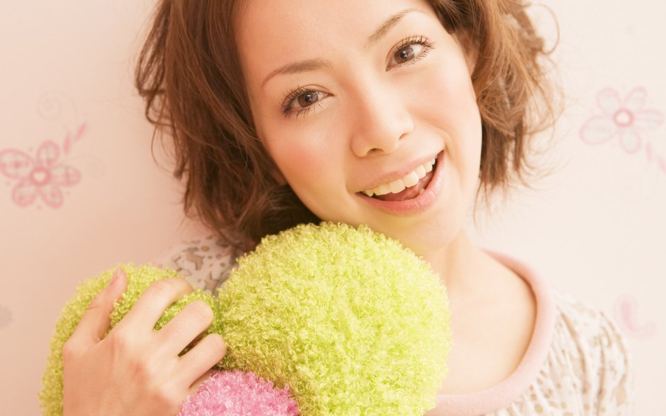 Sweet Home Girl Holding Plush Pillow Warm Portrait