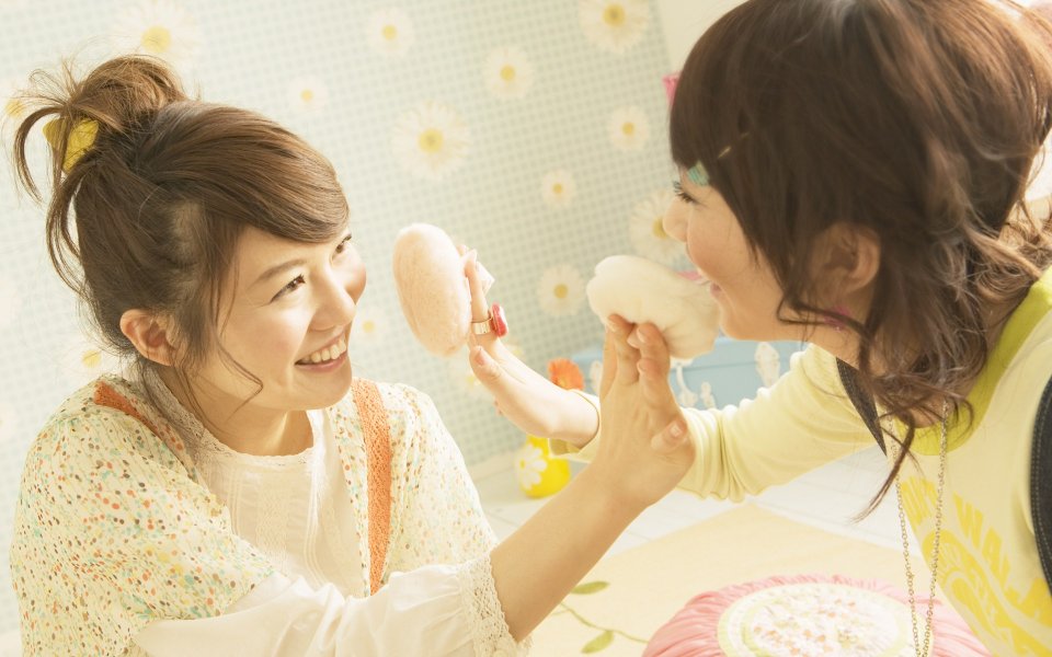 Japanese Home Two Best Friends Fun Interaction Portrait
