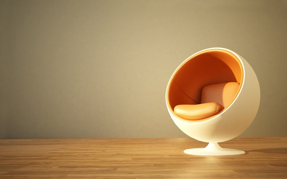 Classic Spherical Egg Chair Minimal Warm Home Scene