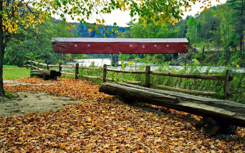 Sharon Covered Bridge Autumn Connecticut
