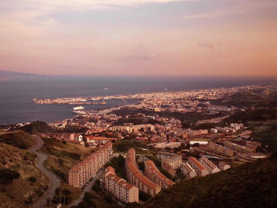 Italy Sicily Dusk Coastal City Panorama