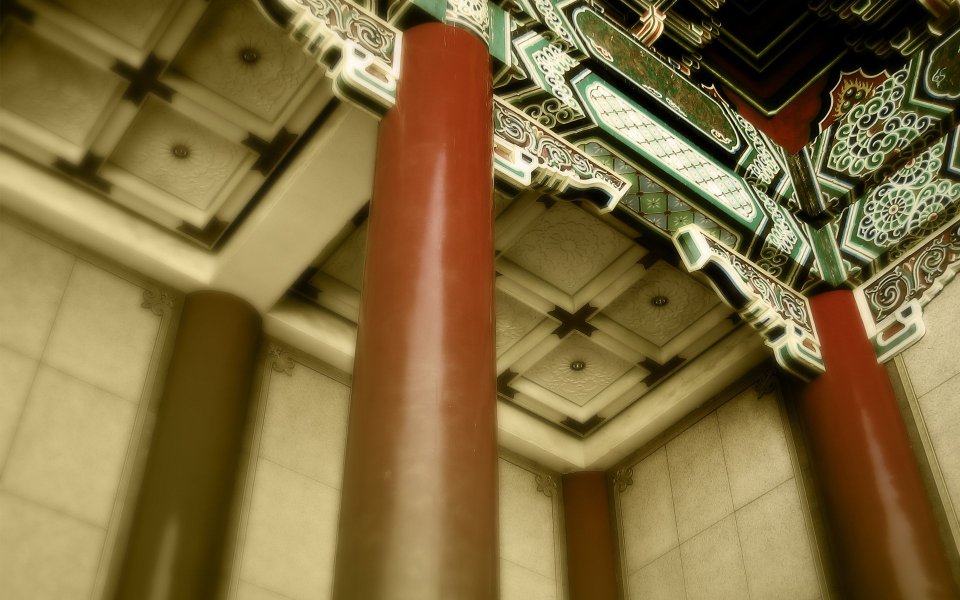 Traditional Chinese Architecture Red Pillars