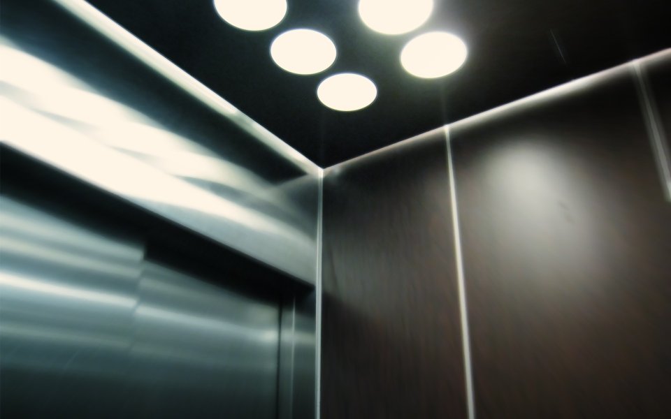 Suddenly Drowning Blurred Elevator Interior Low Angle Shot