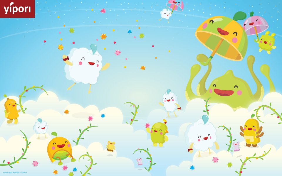 Yipori Cute Cartoon Characters Cloud World Illustration