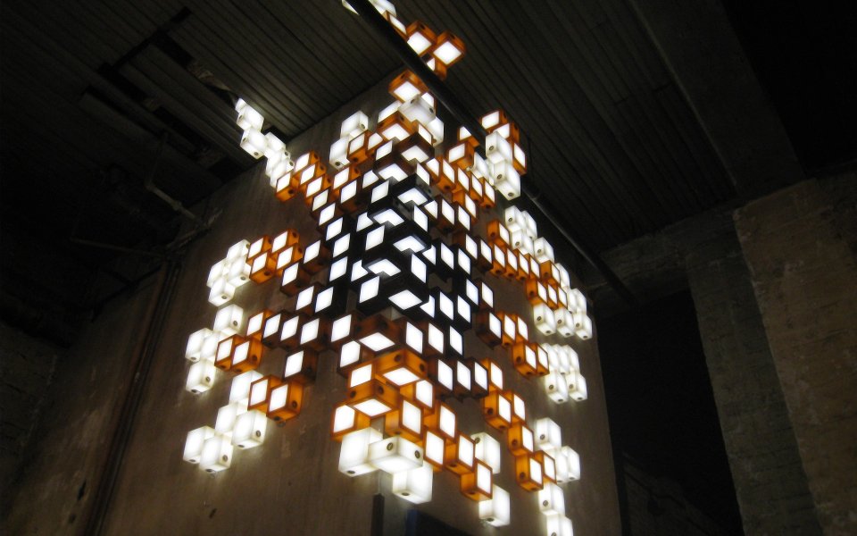 the square of cubes 工业风立方体阵列发光艺术装置