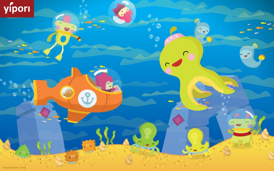 Yipori Cartoon Underwater Fun Childrens Illustration