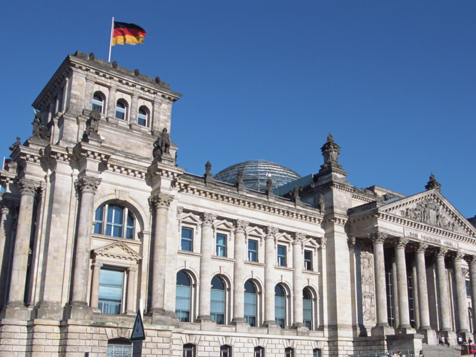 Germany Berlin Reichstag Building Clear Sky Outdoor View