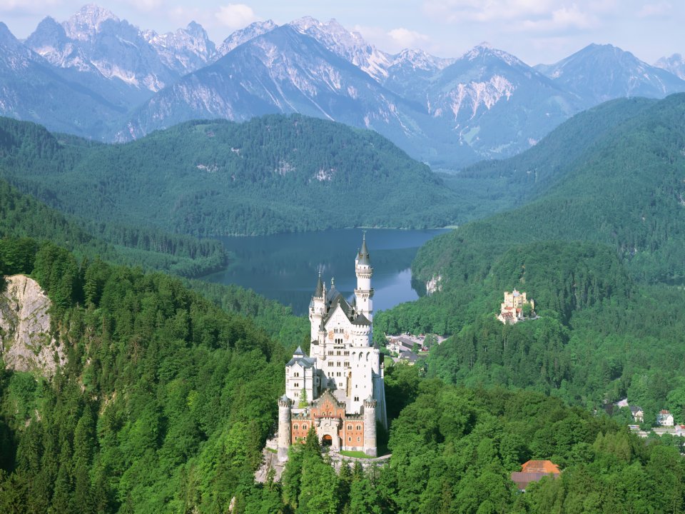 Neuschwanstein Castle Germany Alps Summer Landscape