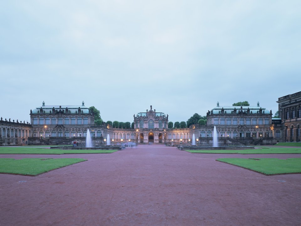Germany Dresden Zwinger Palace Dusk Landscape