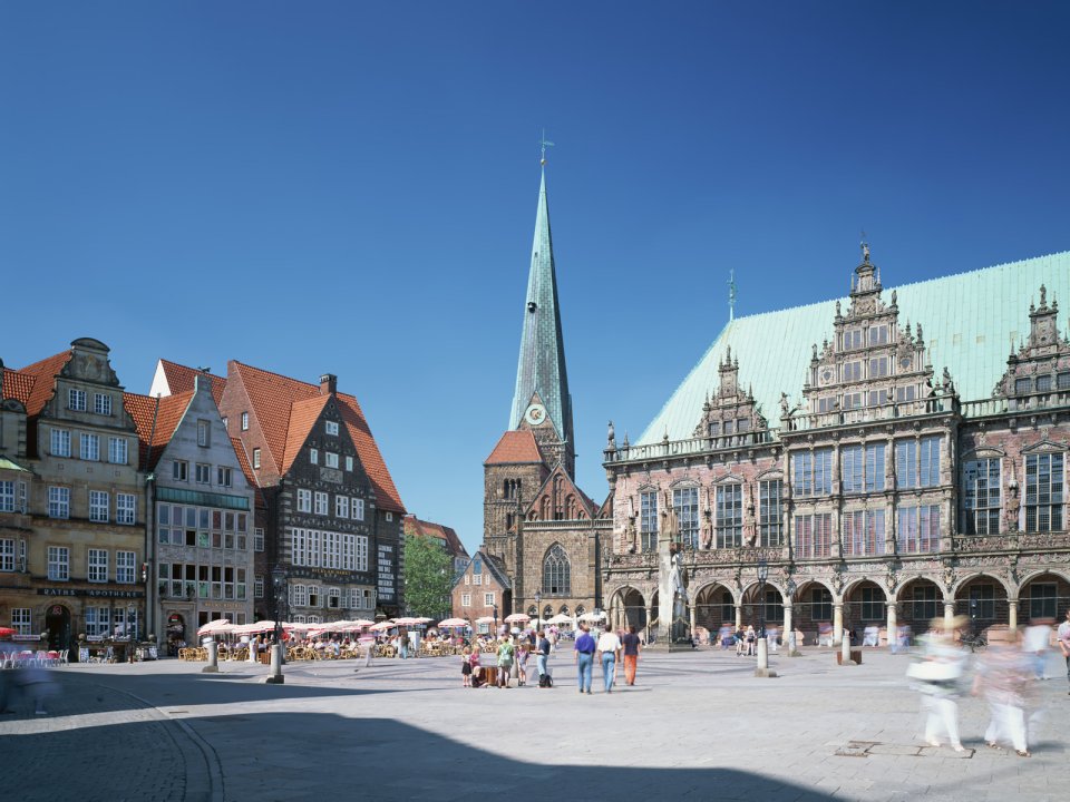 Germany Bremen Town Hall Square Sunny Day Scenery