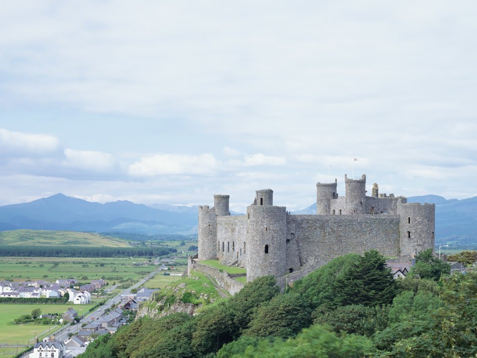 Harlech Castle Wales Uk Panoramic Landscape