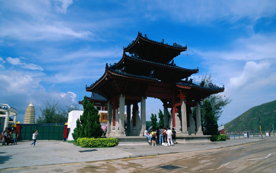 Hong Kong Lantau Island Chinese Archway Sunny Scenery