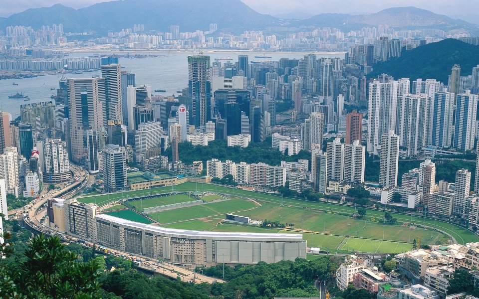 Hong Kong Happy Valley Racecourse Victoria Harbor City Panorama