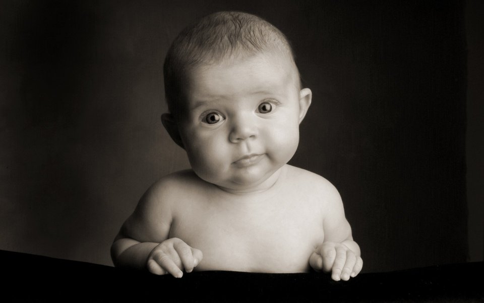Black And White Newborn Baby Portrait Photography