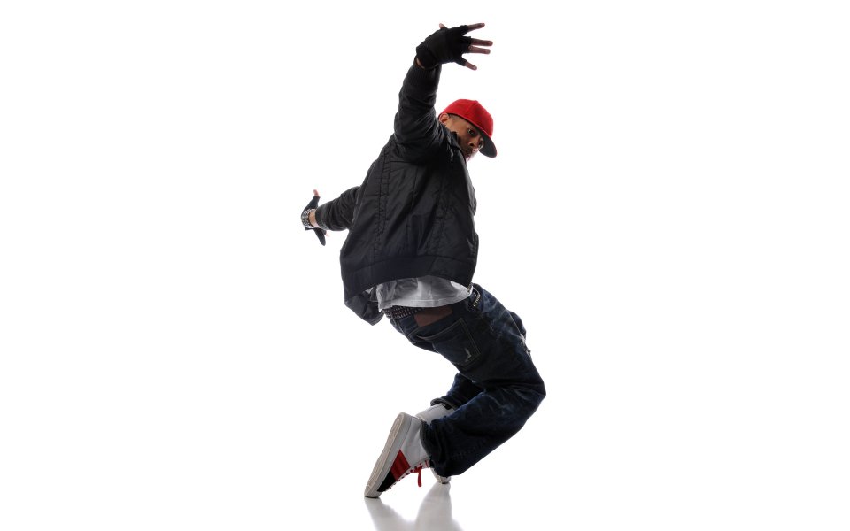 Hip Hop Dancer Dynamic Dance Pure White Background Studio Portrait