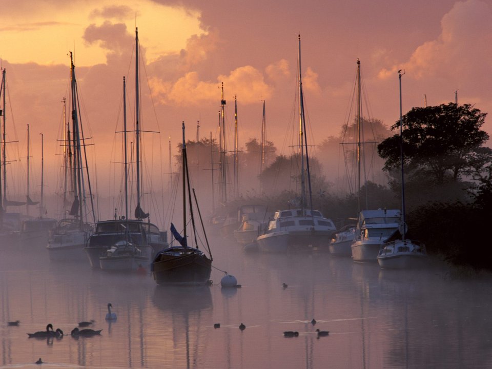 Misty Morning Boats Wareham Dorset