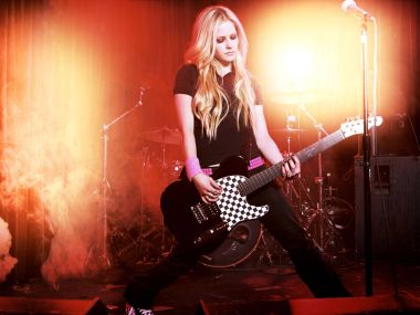 Avril Lavigne Stage Rock Performance With Electric Guitar