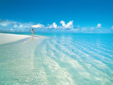 Beachside Stroll On Tropical White Sand Beach