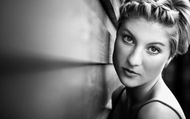 Black And White Braided Young Woman Portrait Photo