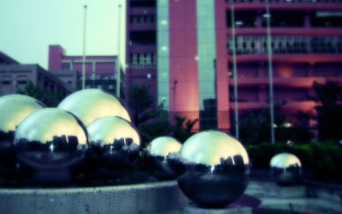 Metallic Spheres Urban Art Installation