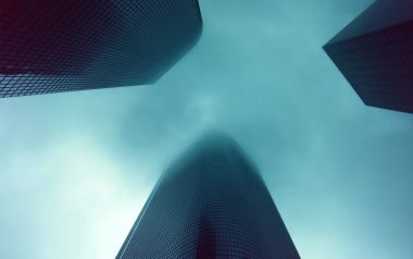 Modern Skyscrapers In The Mist